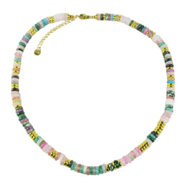 Mixed Crystal Disk Necklace 16" | Crystal Jewellery | Crystal Necklaces