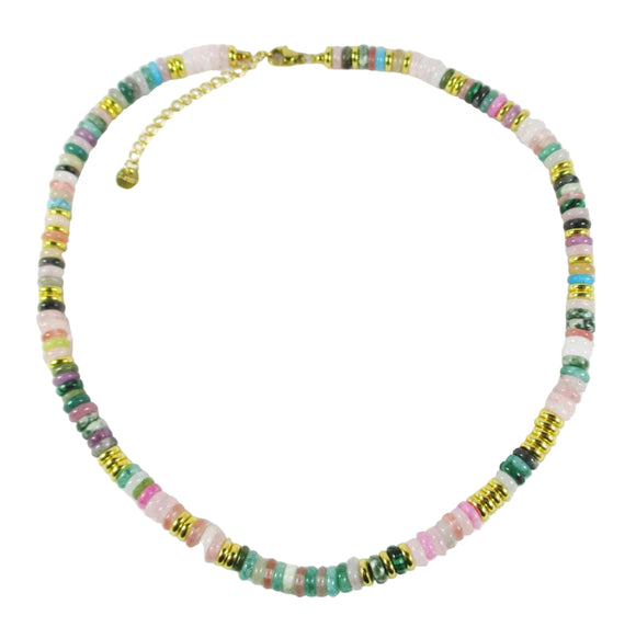 Mixed Crystal Disk Necklace 16" | Crystal Jewellery | Crystal Necklaces