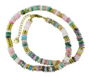 Mixed Crystal Disk Necklace 16" | Crystal Jewellery | Crystal Necklaces