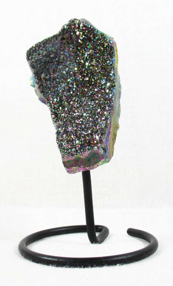 Rainbow Aura Quartz Cluster on Stand | Natural Crystals | Natural Crystal Clusters