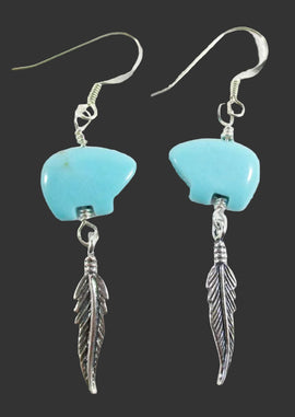 Turquoise Bear Earrings | Crystal Jewellery | Gemstone Earrings