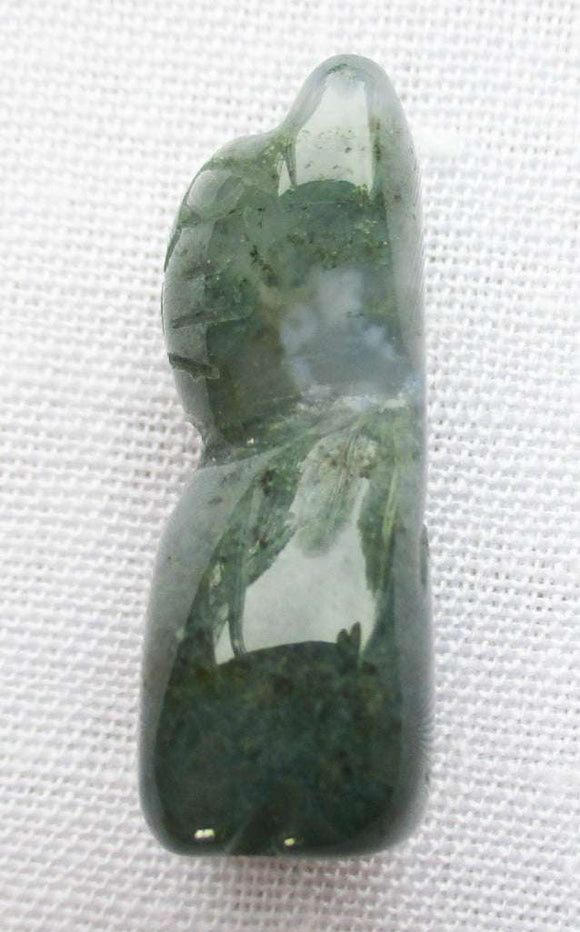 Moss Agate Cat (Small) | Crystal Carvings | Carved Crystal Animals