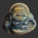 Golden Mini Labradorite Laughing Buddha | Crystal Carvings | Hand Carved Buddhas