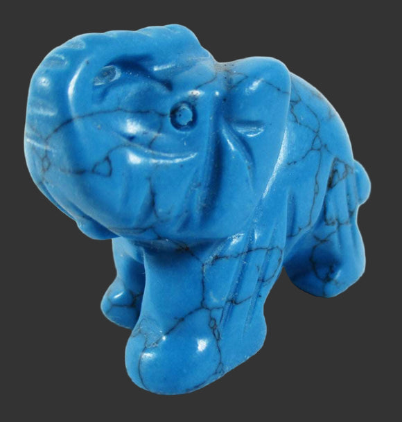 Blue Howlite Elephant | Crystal Carvings | Carved Crystal Animals