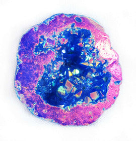 Blue and Orange Aura Quartz Geode (S/M) | Natural Crystals | Crystal Geodes