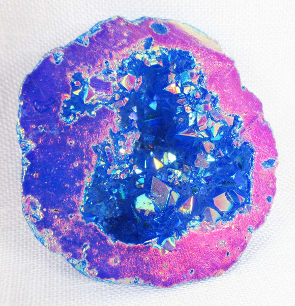Blue and Orange Aura Quartz Geode (S/M) | Natural Crystals | Crystal Geodes