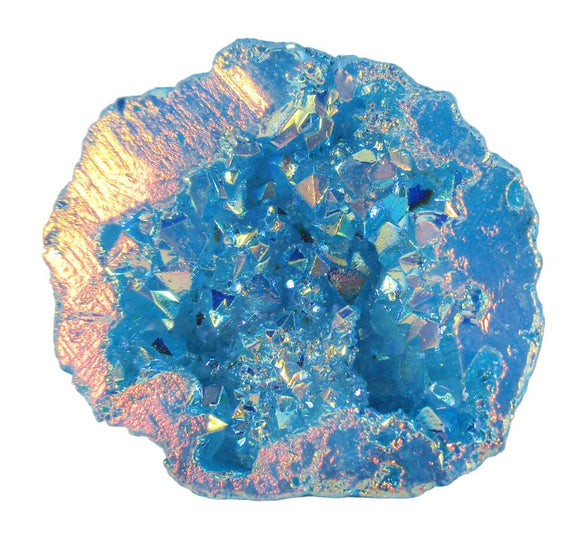 Blue and Orange Aura Quartz Geode (S/M) | Natural Crystals | Crystal Geodes