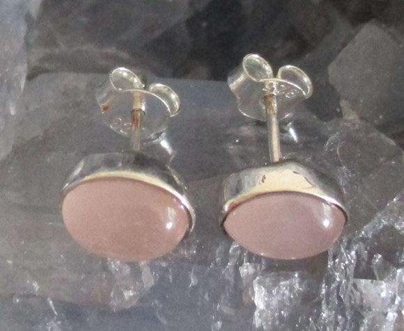 Rose Quartz Oval Earrings | Crystal Jewellery | Gemstone Earrings