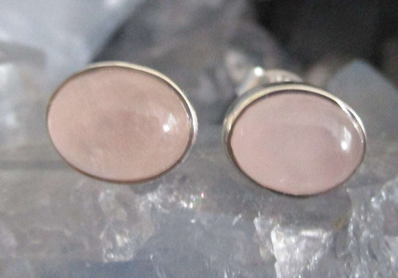 Rose Quartz Oval Earrings | Crystal Jewellery | Gemstone Earrings