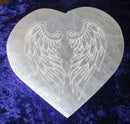Angel Wings Selenite Heart Large | Crystal Carvings | Polished Crystal Hearts