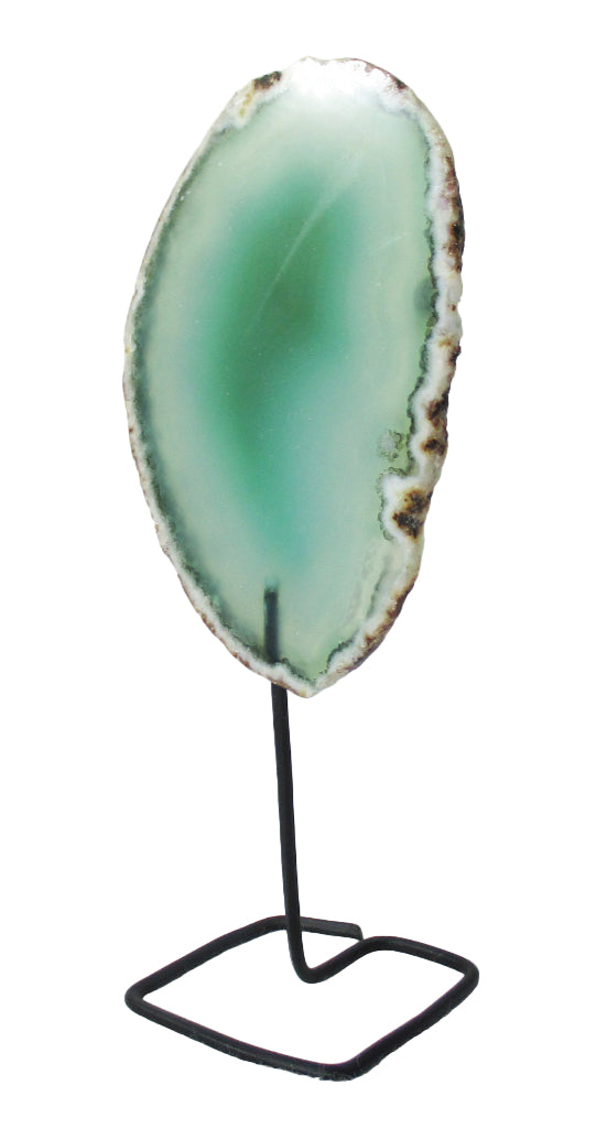 Green Agate Slice on Wire Stand | Natural Crystals | Crystal Geodes