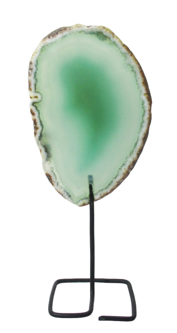 Green Agate Slice on Wire Stand | Natural Crystals | Crystal Geodes