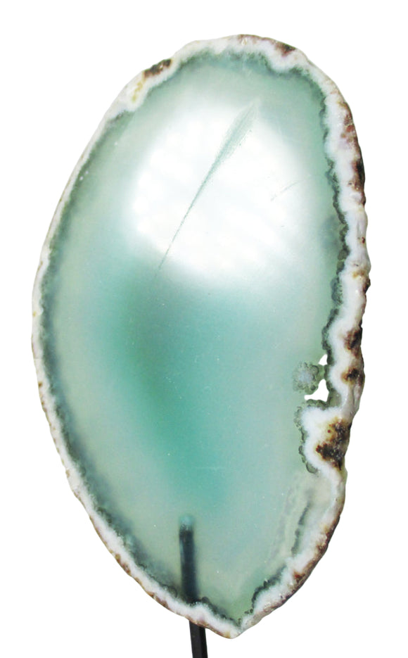 Green Agate Slice on Wire Stand | Natural Crystals | Crystal Geodes