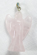 Rose Quartz Crystal Angel Pendant on Silver Bale | Crystal Jewellery | Angel Pendants