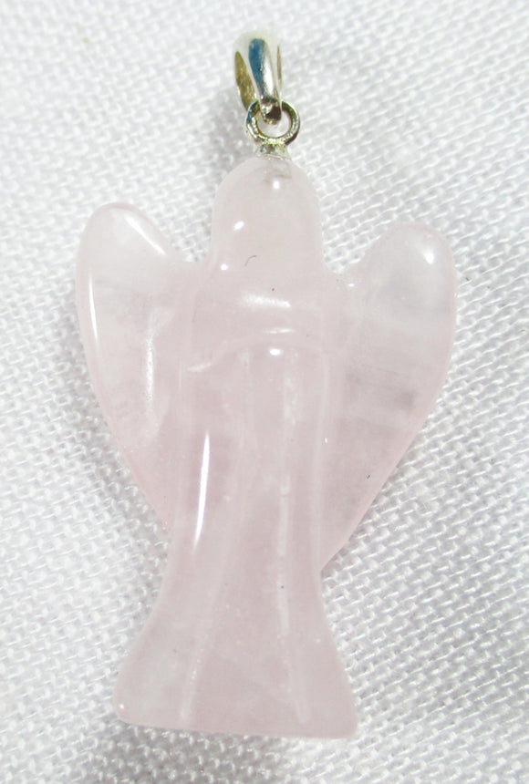Rose Quartz Crystal Angel Pendant on Silver Bale | Crystal Jewellery | Angel Pendants