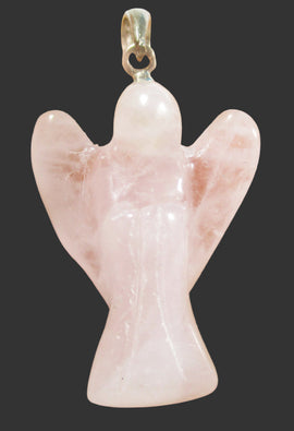 Rose Quartz Crystal Angel Pendant on Silver Bale | Crystal Jewellery | Angel Pendants