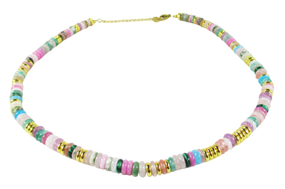 Mixed Crystal Disk Necklace 16" | Crystal Jewellery | Crystal Necklaces