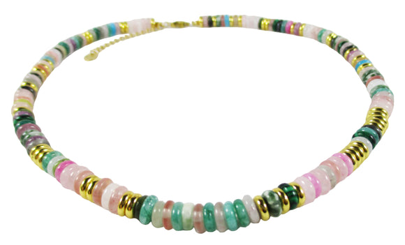 Mixed Crystal Disk Necklace 16" | Crystal Jewellery | Crystal Necklaces