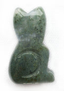 Moss Agate Cat (Small) | Crystal Carvings | Carved Crystal Animals