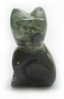 Moss Agate Cat (Small) | Crystal Carvings | Carved Crystal Animals