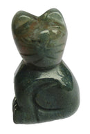 Moss Agate Cat (Small) | Crystal Carvings | Carved Crystal Animals