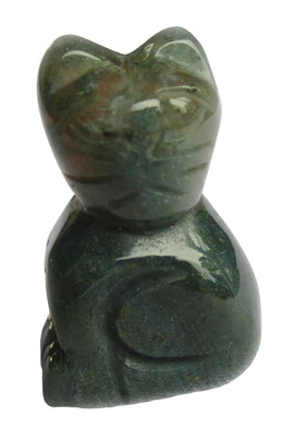 Moss Agate Cat (Small) | Crystal Carvings | Carved Crystal Animals