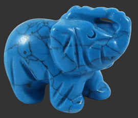 Blue Howlite Elephant | Crystal Carvings | Carved Crystal Animals