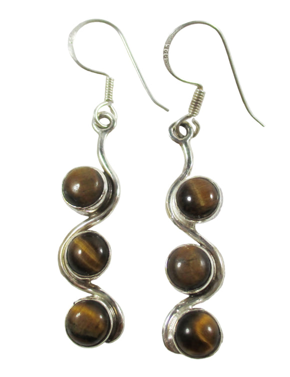 Tigers Eye Triple Stone Earrings | Crystal Jewellery | Gemstone Earrings