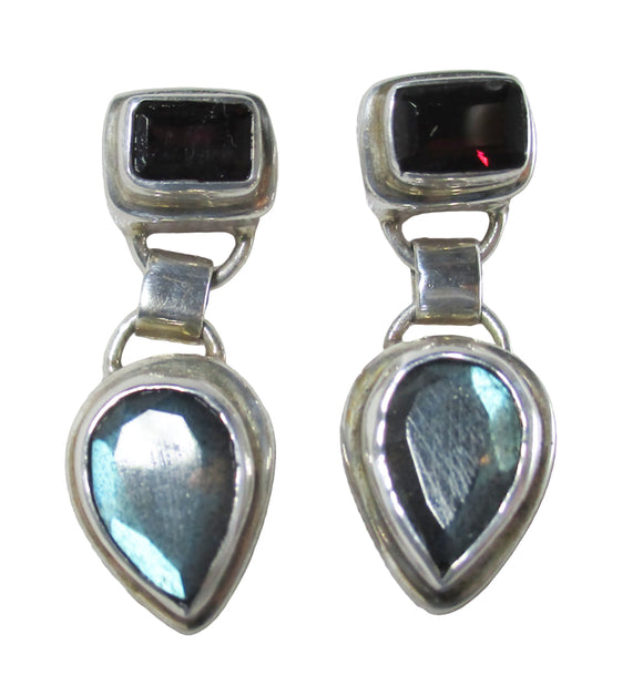 Labradorite and Garnet Earrings | Crystal Jewellery | Gemstone Earrings
