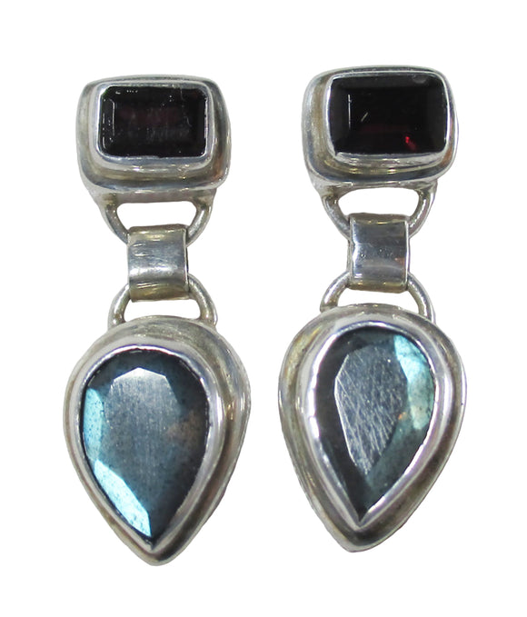 Labradorite and Garnet Earrings | Crystal Jewellery | Gemstone Earrings
