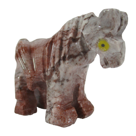 Pink Grey Soapstone Horse (Small) | Crystal Carvings | Carved Crystal Animals