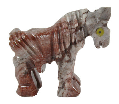 Pink Grey Soapstone Horse (Small) | Crystal Carvings | Carved Crystal Animals