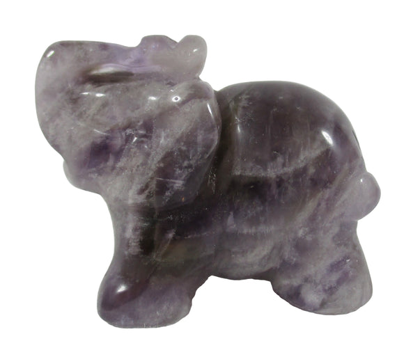 Chevron Amethyst Elephant | Crystal Carvings | Carved Crystal Animals