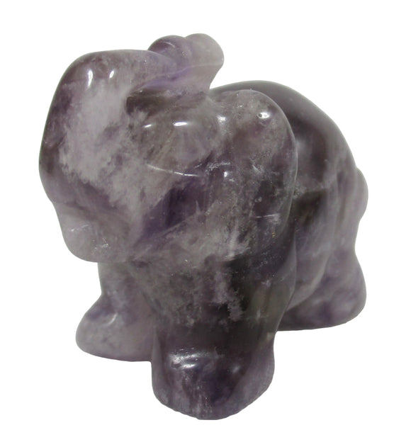 Chevron Amethyst Elephant | Crystal Carvings | Carved Crystal Animals