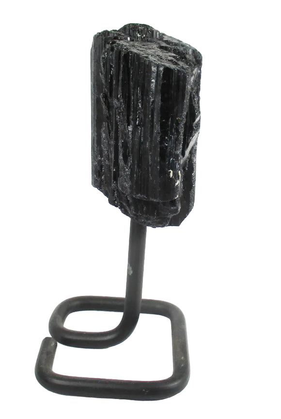 Black Tourmaline Rod Section on Stand | Natural Crystals | Raw Crystal Chunks