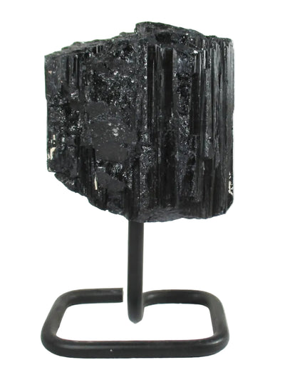 Black Tourmaline Rod Section on Stand | Natural Crystals | Raw Crystal Chunks