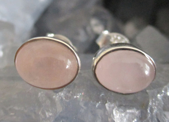 Rose Quartz Oval Earrings | Crystal Jewellery | Gemstone Earrings