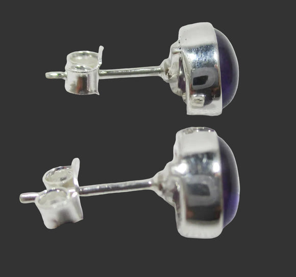 Oval Amethyst Stud Earrings | Crystal Jewellery | Gemstone Earrings