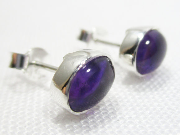Oval Amethyst Stud Earrings | Crystal Jewellery | Gemstone Earrings
