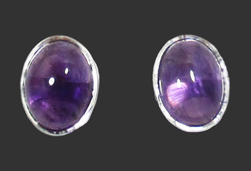 Oval Amethyst Stud Earrings | Crystal Jewellery | Gemstone Earrings