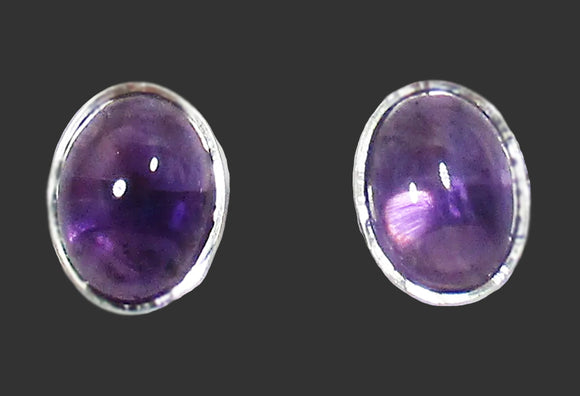 Oval Amethyst Stud Earrings | Crystal Jewellery | Gemstone Earrings