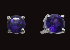 Faceted Amethyst Round Stud Earrings Small | Crystal Jewellery | Gemstone Earrings