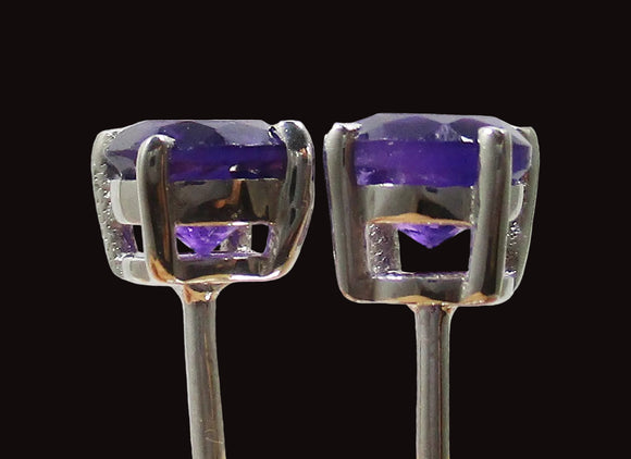 Faceted Amethyst Round Stud Earrings Small | Crystal Jewellery | Gemstone Earrings