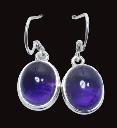 Amethyst Oval Earrings | Crystal Jewellery | Gemstone Earrings