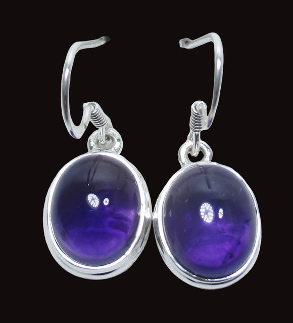 Amethyst Oval Earrings | Crystal Jewellery | Gemstone Earrings
