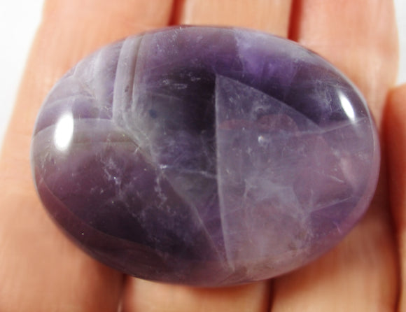 Chevron Amethyst Thick Thumb Stone | Cut & Polished Crystals | Polished Crystal Thumb Stones