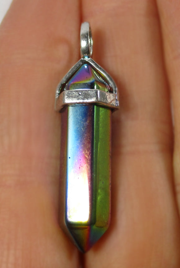 Rainbow Haematite Point Pendant | Crystal Jewellery | Point Pendants