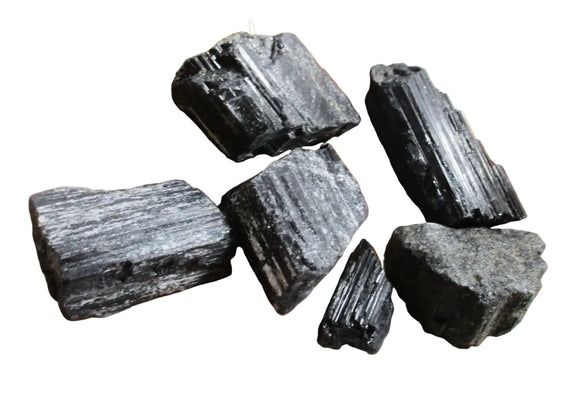 Black Tourmaline Grid Set 6 Rough Pieces