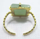 Adjustable Aventurine  Healing Crystal Gold Plated Square Ring | Crystal Jewellery | Gemstone Rings