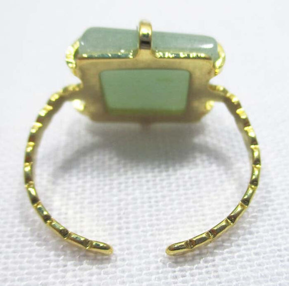 Adjustable Aventurine  Healing Crystal Gold Plated Square Ring | Crystal Jewellery | Gemstone Rings